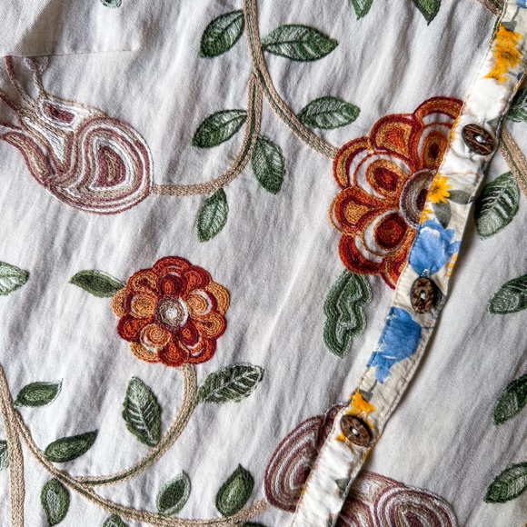 JOHN MARK Point Collar Long Sleeve EMBROIDERED LEOPARD BLOUSE Cheetah Tunic M - Picture 6 of 8